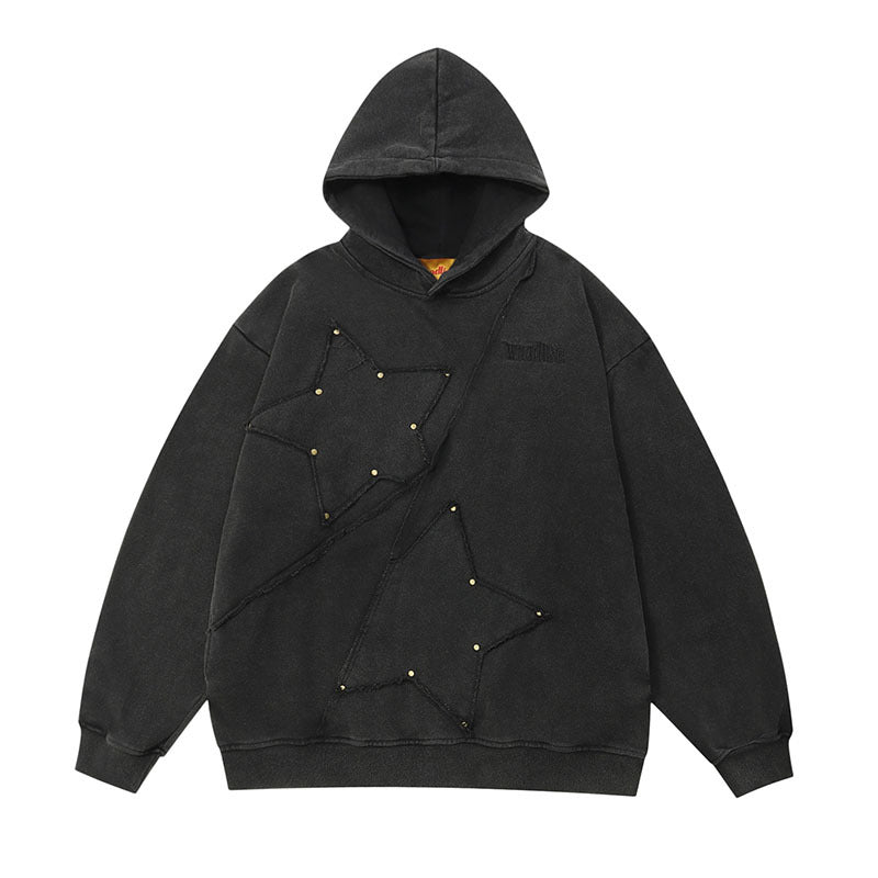 American Style Hip Hop Washed Oversize Hooded Sweater For Men