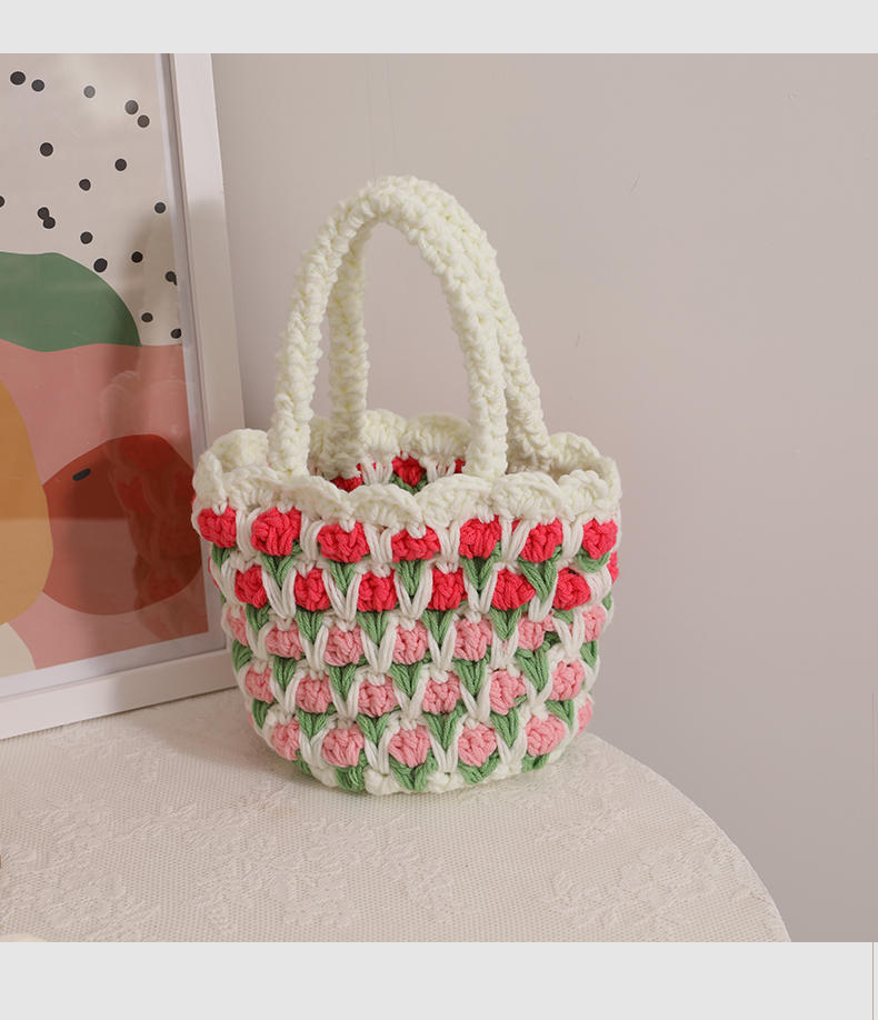 Tulip Flower Hand Woven Wool Covered Crochet