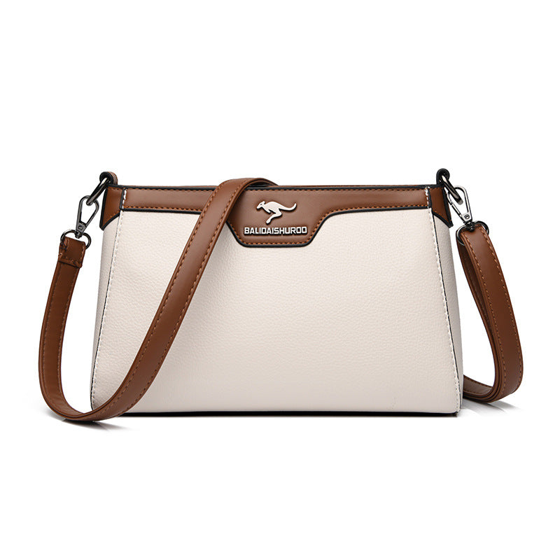 One Shoulder Blød Læder Lille Firkantet Syning Kvinder Crossbody Taske