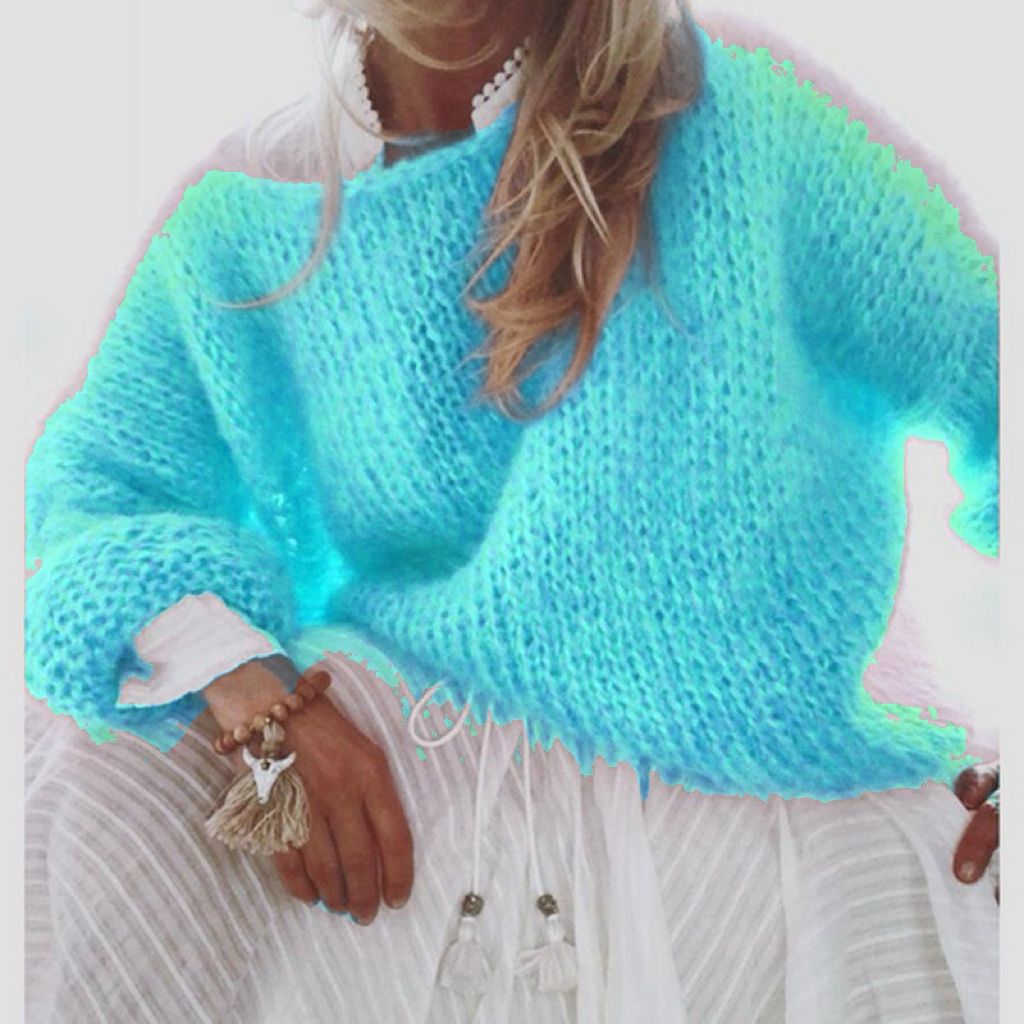 Womens Fashionable Loose Casual Knitted Sweater