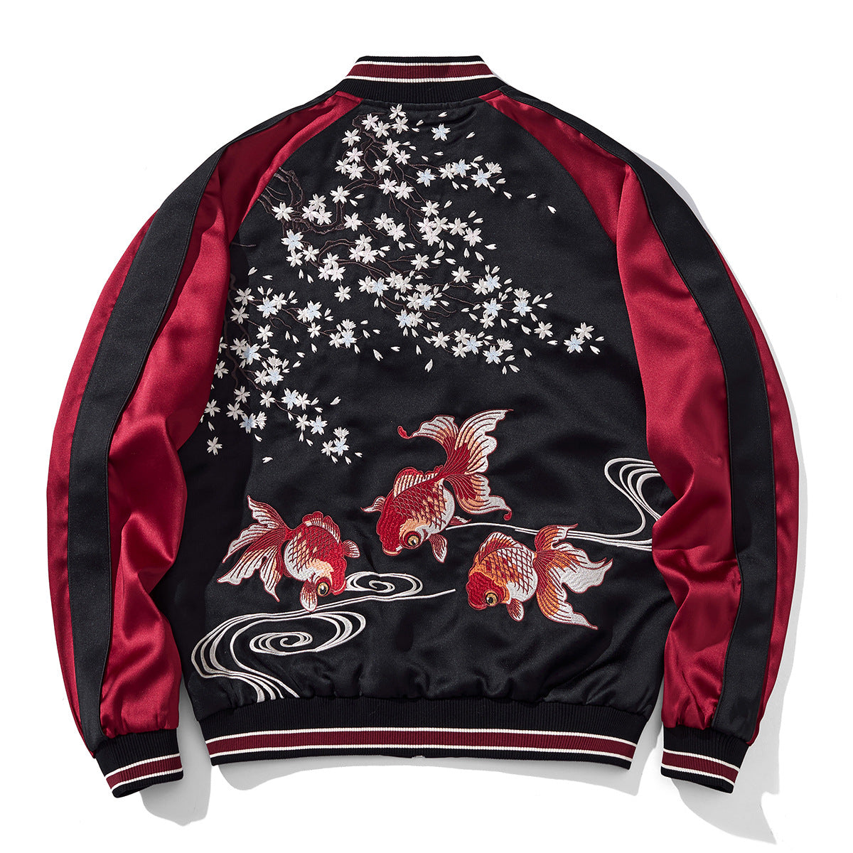 Embroidered Little Goldfish Tiger Mens Jacket Casual Outerwear
