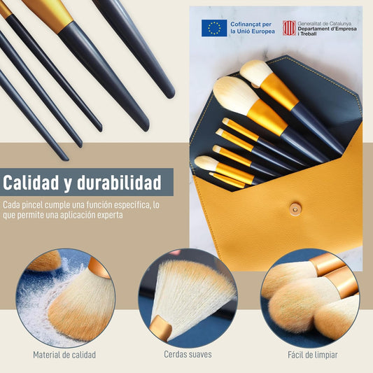 Brochas De Maquillaje Profesional LUXCOMPLE, Kit Maquillaje De 12 Unidades - Set Brochas Maquillaje, Brochas Y Pinceles Maquillaje - Ideal Para Base, Corrector, Colorete, Iluminador Y Sombras De Ojos