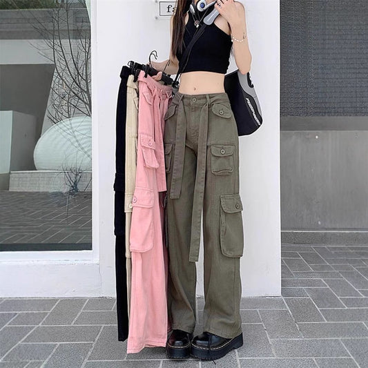 Women's American Vintage Multi-pocket Distressed Loose Cargo Pants