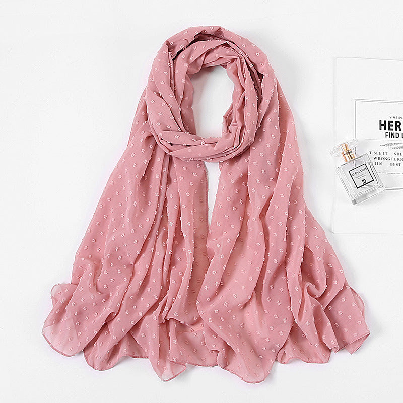 Women's Pearl Pure Color Chiffon Headscarf