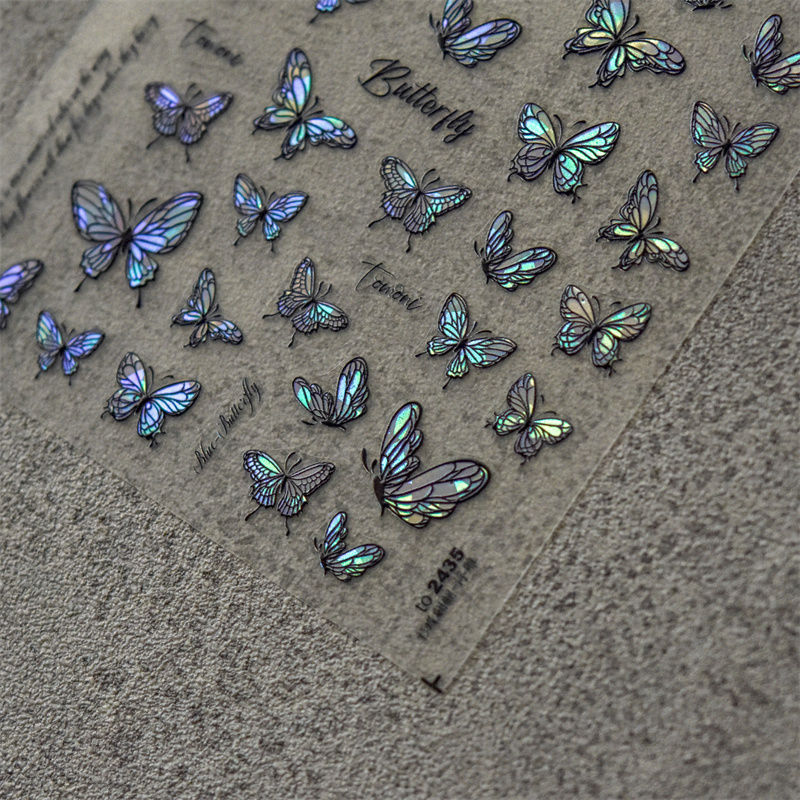 Colorful Butterfly Graceful Relief Laser 5d Three-dimensional Adhesive Waterproof Nail Sticker