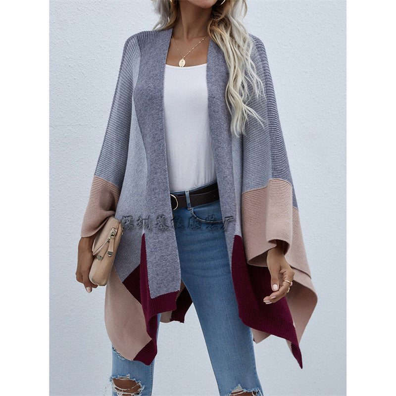 Women's Check Plus Size Loose Knit Cardigan