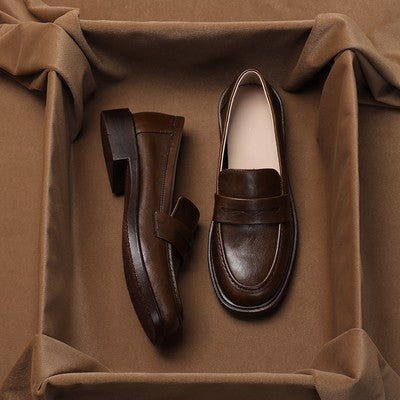 Women's Retro Soft Leather Low-Heel Slip-On Shoes