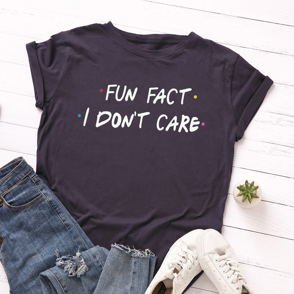 Women's Loose Round Neck Short Sleeve Cotton T-Shirt