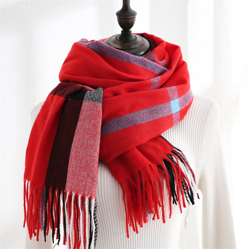 Imitation Cashmere Scarf Sweet Striped Shawl To Keep Warm