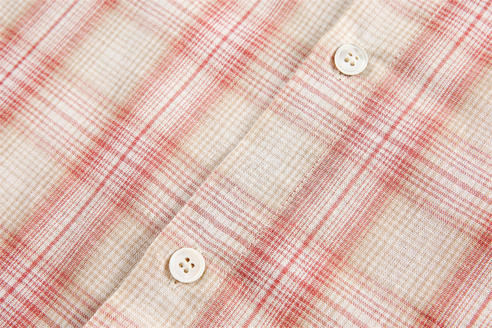 Irregular Pocket Personality Design Loose Plaid Shirt High Street Tide