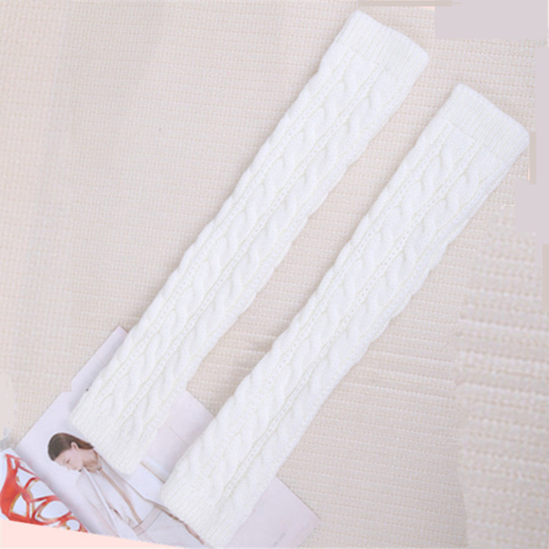 Women's Warm Solid Color Twist Long Half Finger Elastic Sleeves
