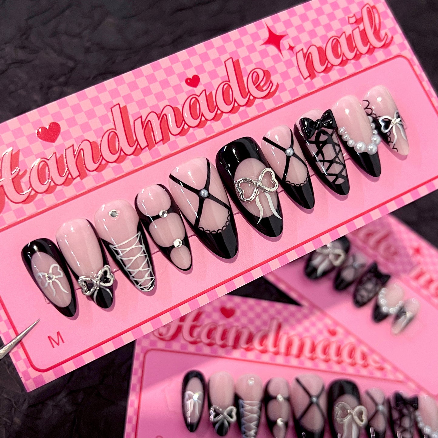 French Black Wear Nail Spot Drill Three-dimensional Bow