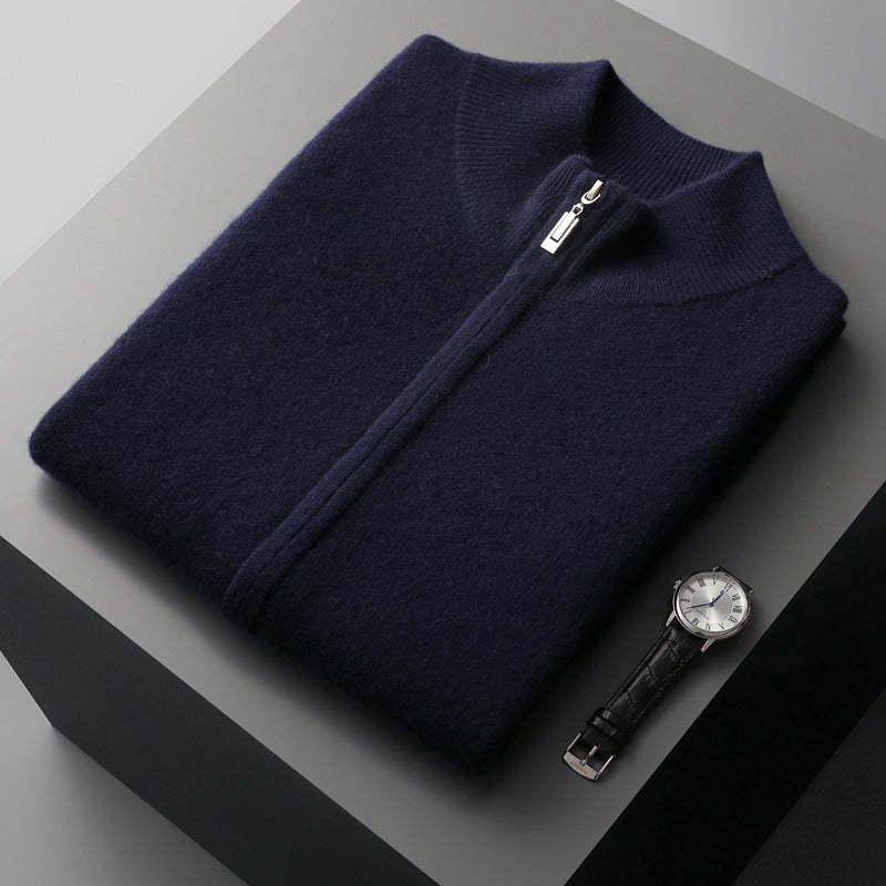 Men's Zipper Width Mock Neck Sweater Cardigan Vest