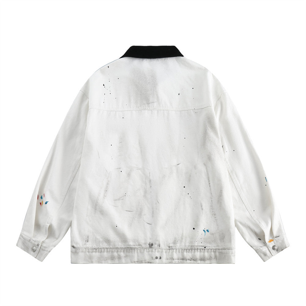 Fashion Colorblock Polo Collar Jacket Male