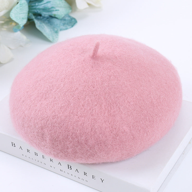 Women's Fashion Casual Solid Color Breathable Wool Tweed Hat