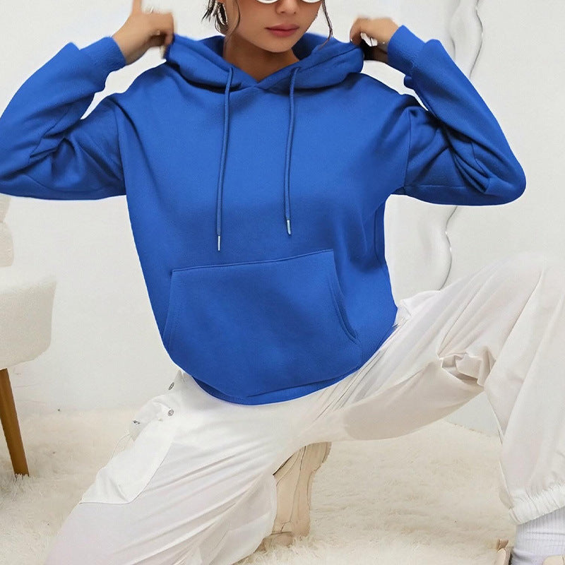 Alsidig Løs Sweatshirt med Snøre og Lomme Langærmet Dame