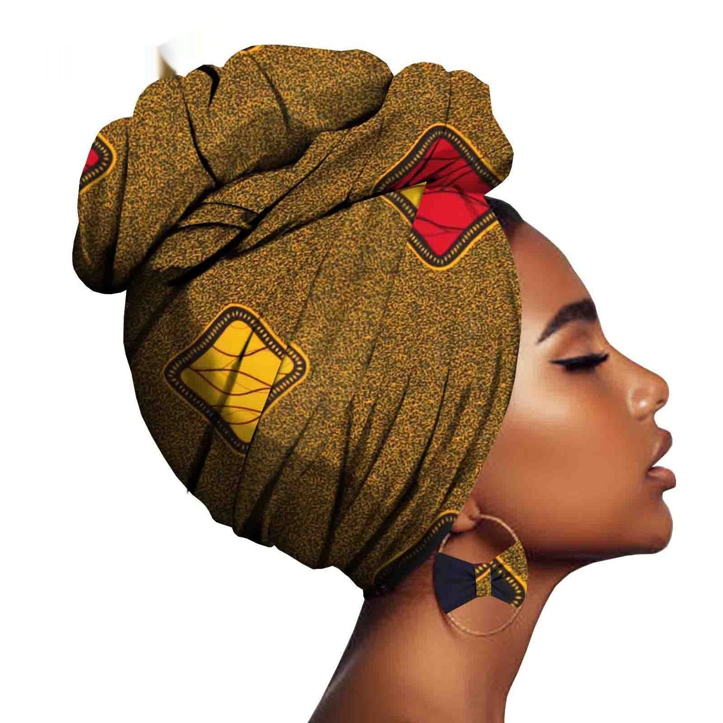 Batik Headscarf Exaggerated Earrings