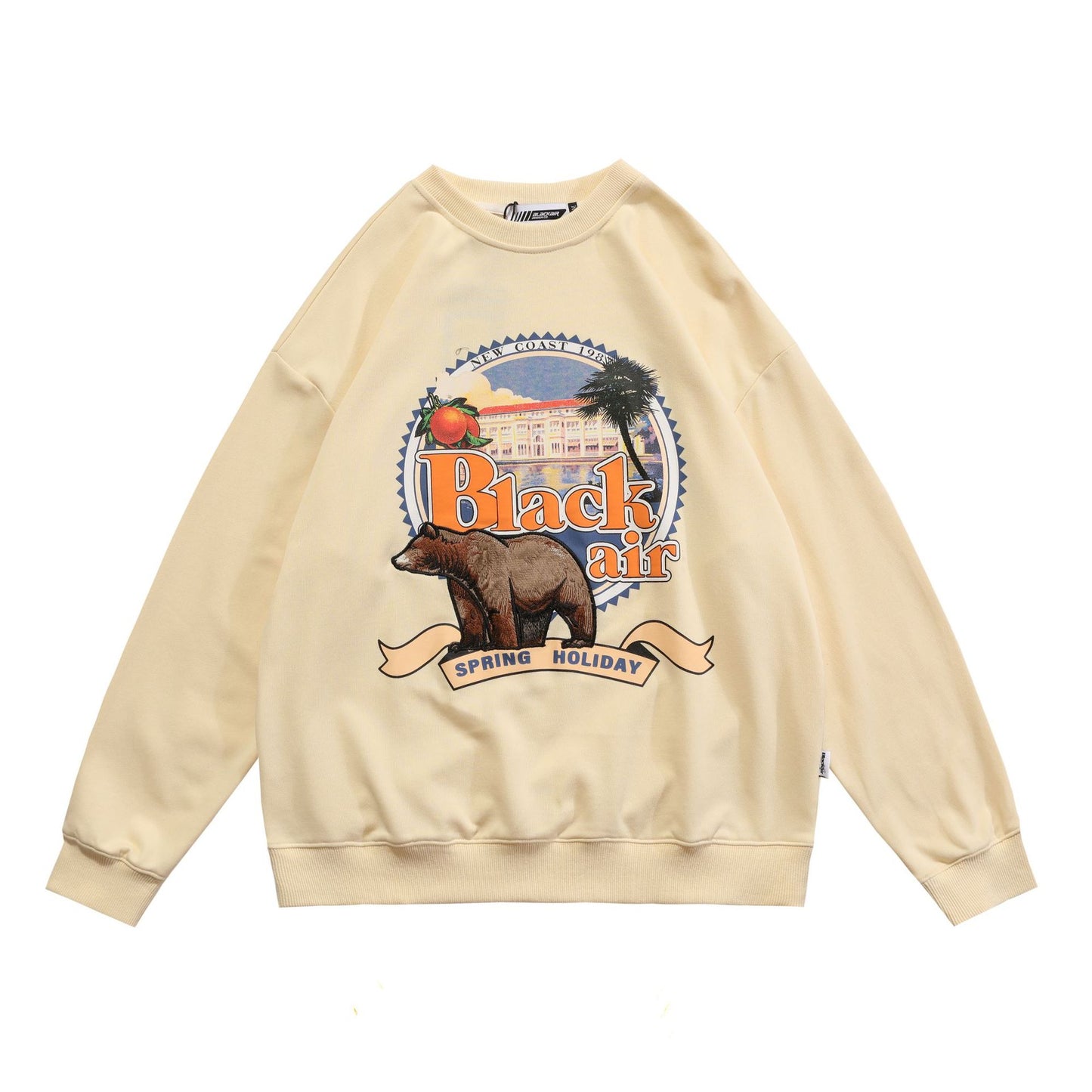 Sweatshirt Retro Print Embroidered 3D Bear Long Sleeve T-Shirt