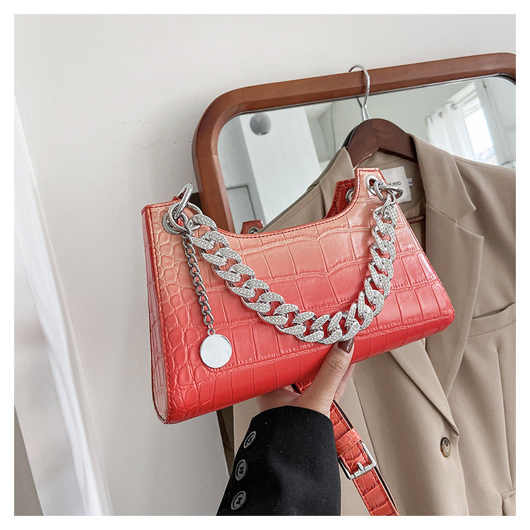 Gradient Color Underarm Temperament Wild Chain Bag