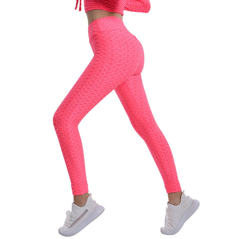 Bubble Yogabukser Jacquard Høj Elastisk Sports Gym Bukser
