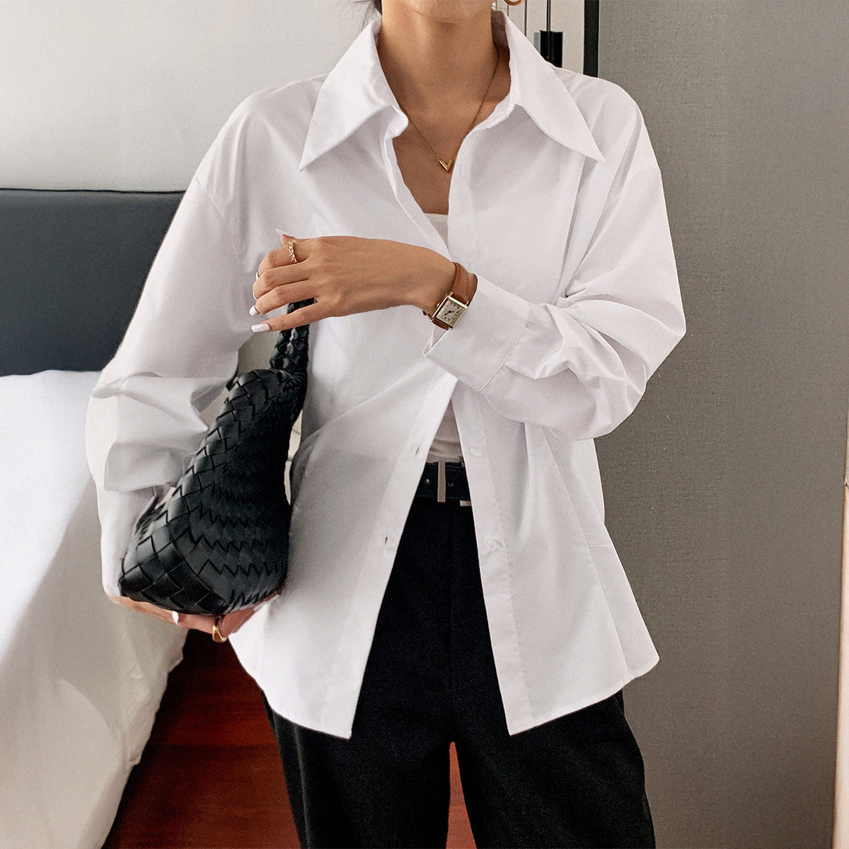 Casual Long Sleeve Button Top Shirt Women's Clothing