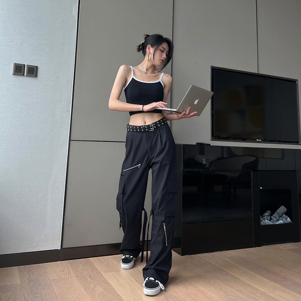 Retro Slimming Overalls With Multiple Pockets