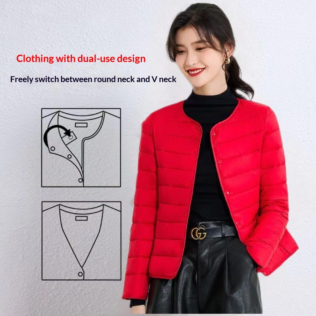 Women's Lightweight Warm Collarless, Short Quilted Vest