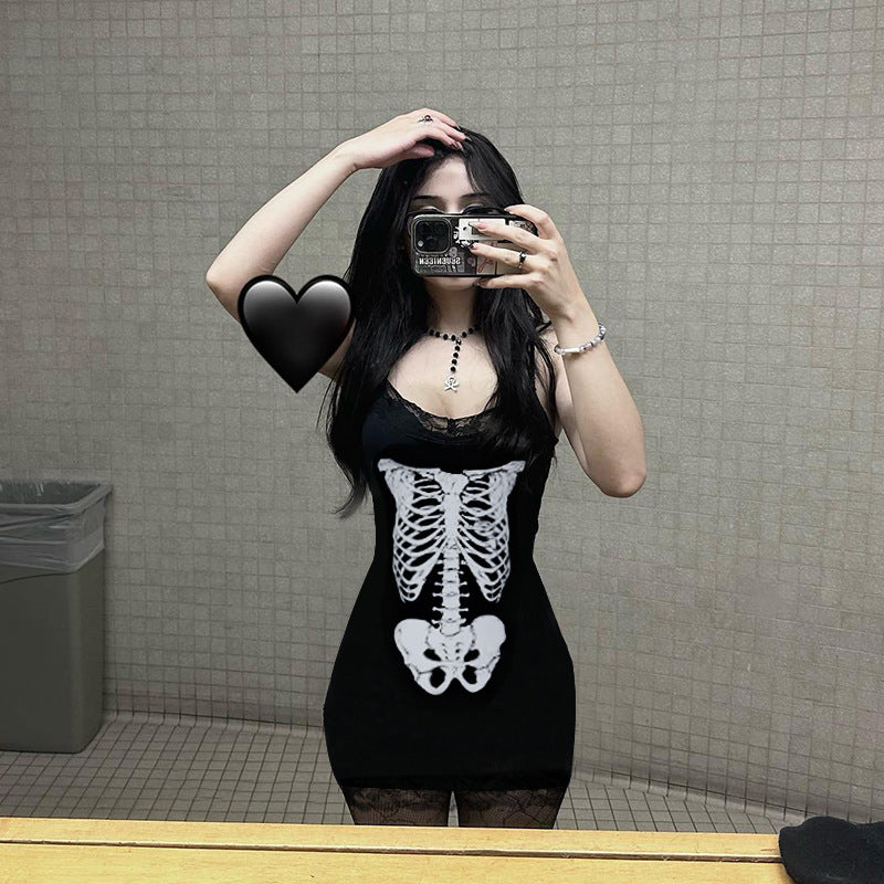 Subcultural Skull-print Bodycon Slip Dress