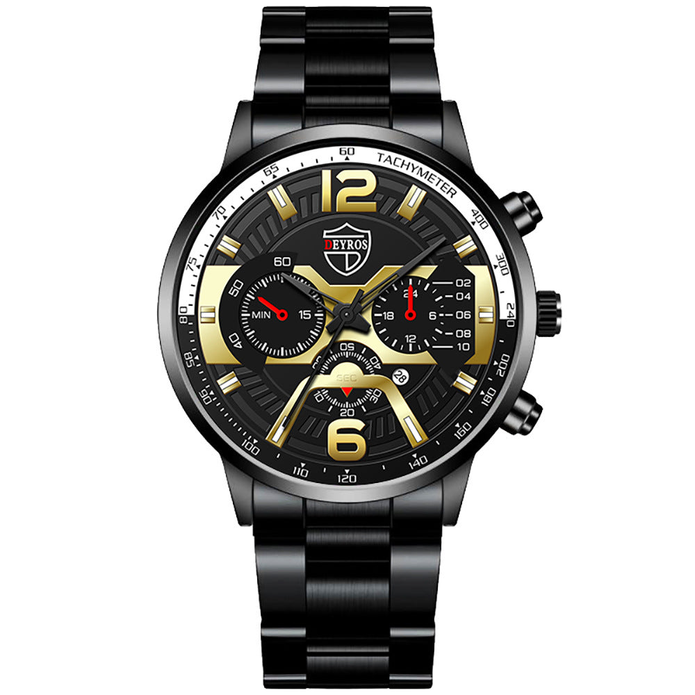 Men's Stainless Steel Calendar Watch Business Quartz