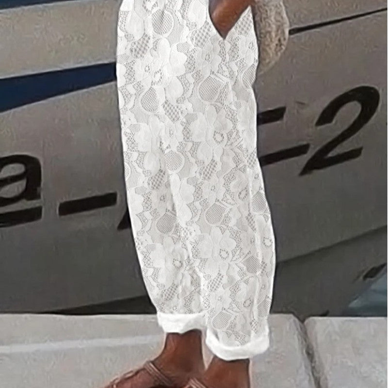 Fashion Lady Lace Solid Color Casual Pants