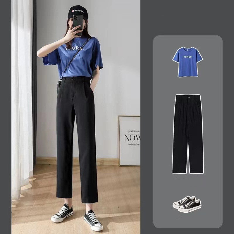 Women's High-waisted Loose And Thin Straight Pants
