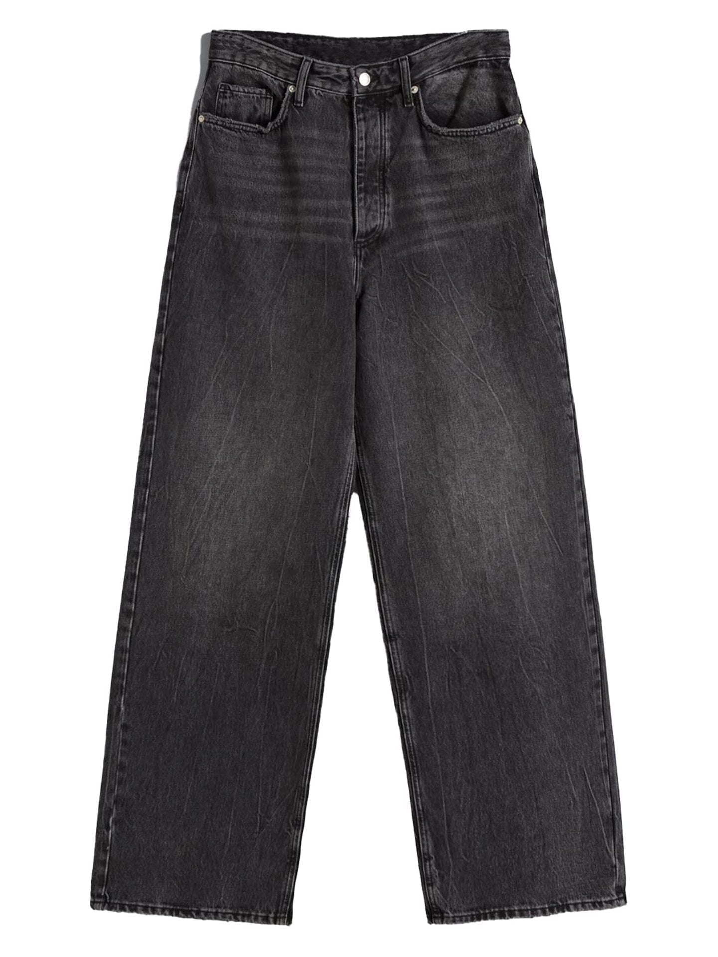 Dame Løse Jeans med Brede Ben Ensfarvede Afslappede Alsidige Denim Bukser