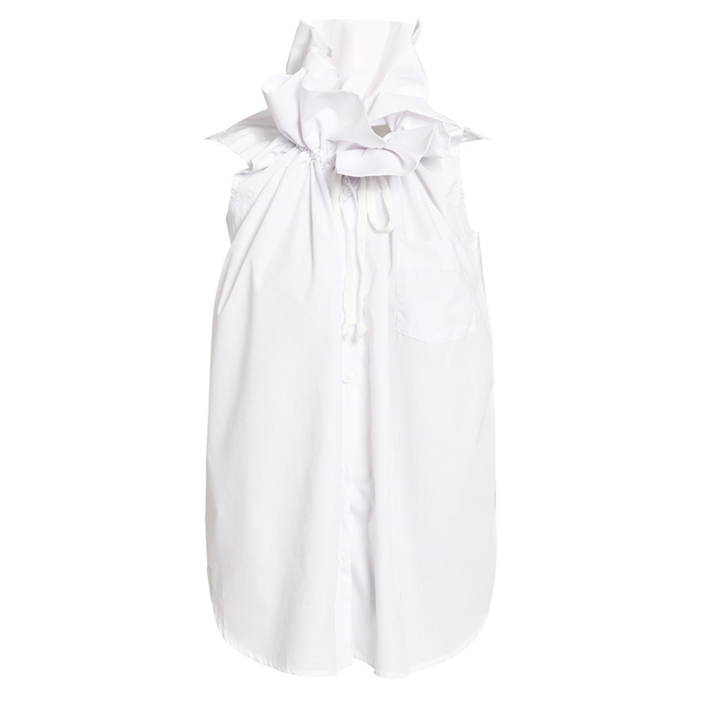 Stand Collar Loose Shirt Women's Summer New Sleeveless Shirt