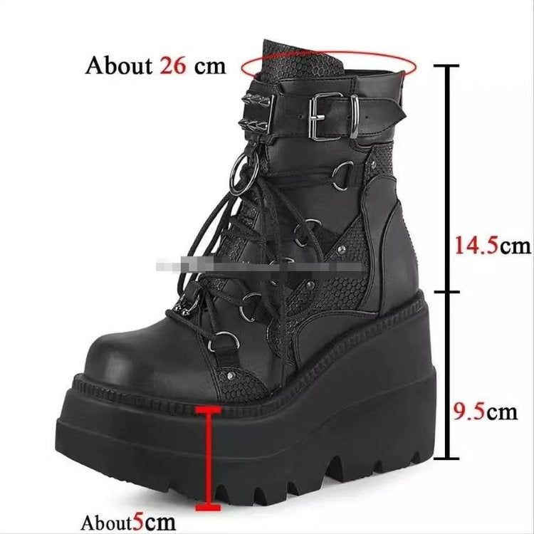 Women's Plus Size Round Toe Platform Wedge Boots