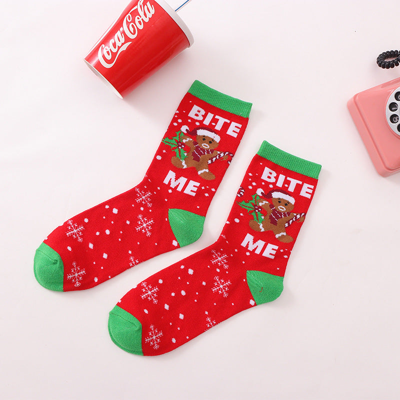 Santa Claus Elk Snowman Medium Tube Socks