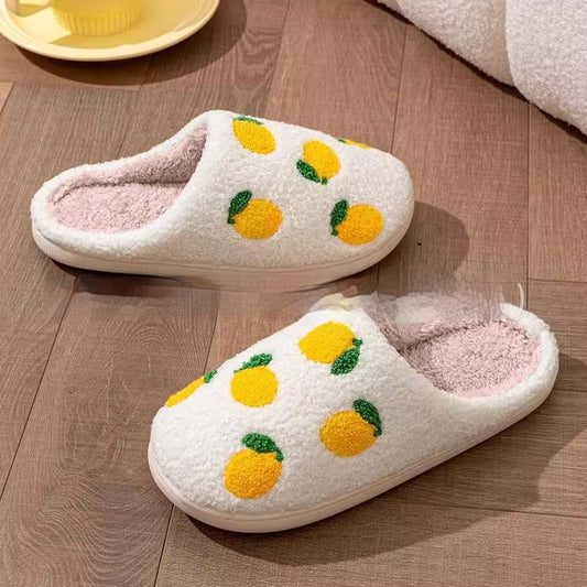 Women's Cotton Plush Lemon Slippers