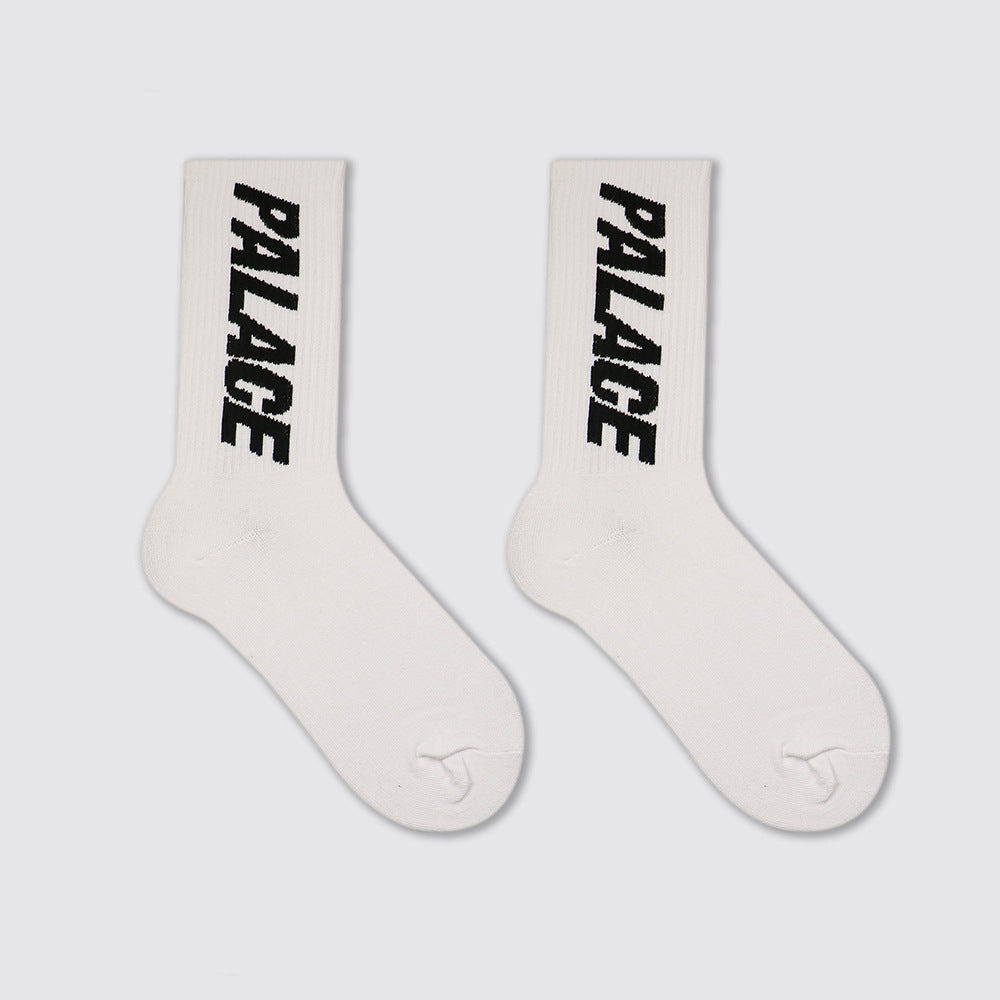 European And American Black And White Letter Mid-calf Socks Street Trend Skateboarding Sports Socks