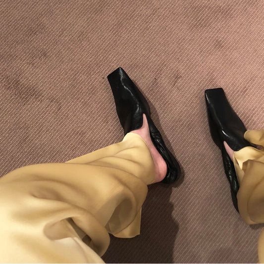 Flat Woman Head Retro Shallow Mouth Soft Sole Single Shoes