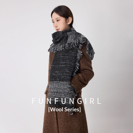 Side Fringe Wool Scarf Simple Casual Thickened Neck Warmer