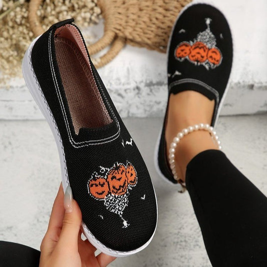 Women's Fashion Casual Fly-kit Mesh Shallow Mouth Round Toe Flat Bottom Shoes