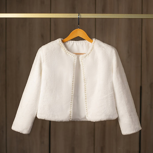 Women's Pure Color All-matching Warm Nail Pearl Fur Shawl Coat