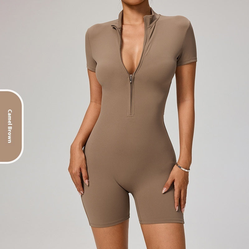 Lynlås Kortærmet Yoga Jumpsuit Dame Sports Jumpsuit