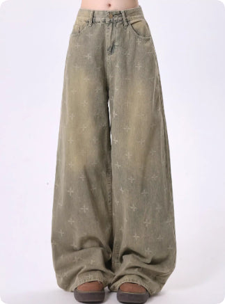 Retro Washed Denim Jeans Fleece Lining Autumn And Winter