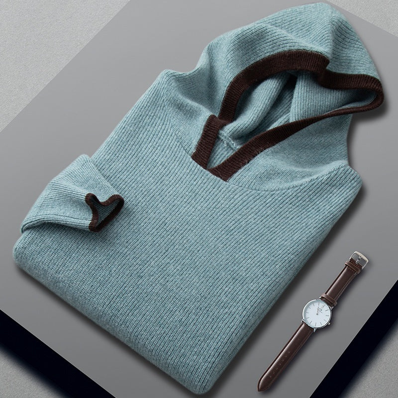 Men's Loose Ingot Needle Contrast Color Cashmere Sweater