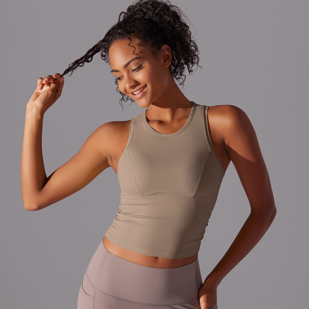 Women's Long High Elastic Sports Vest With Chest Pad