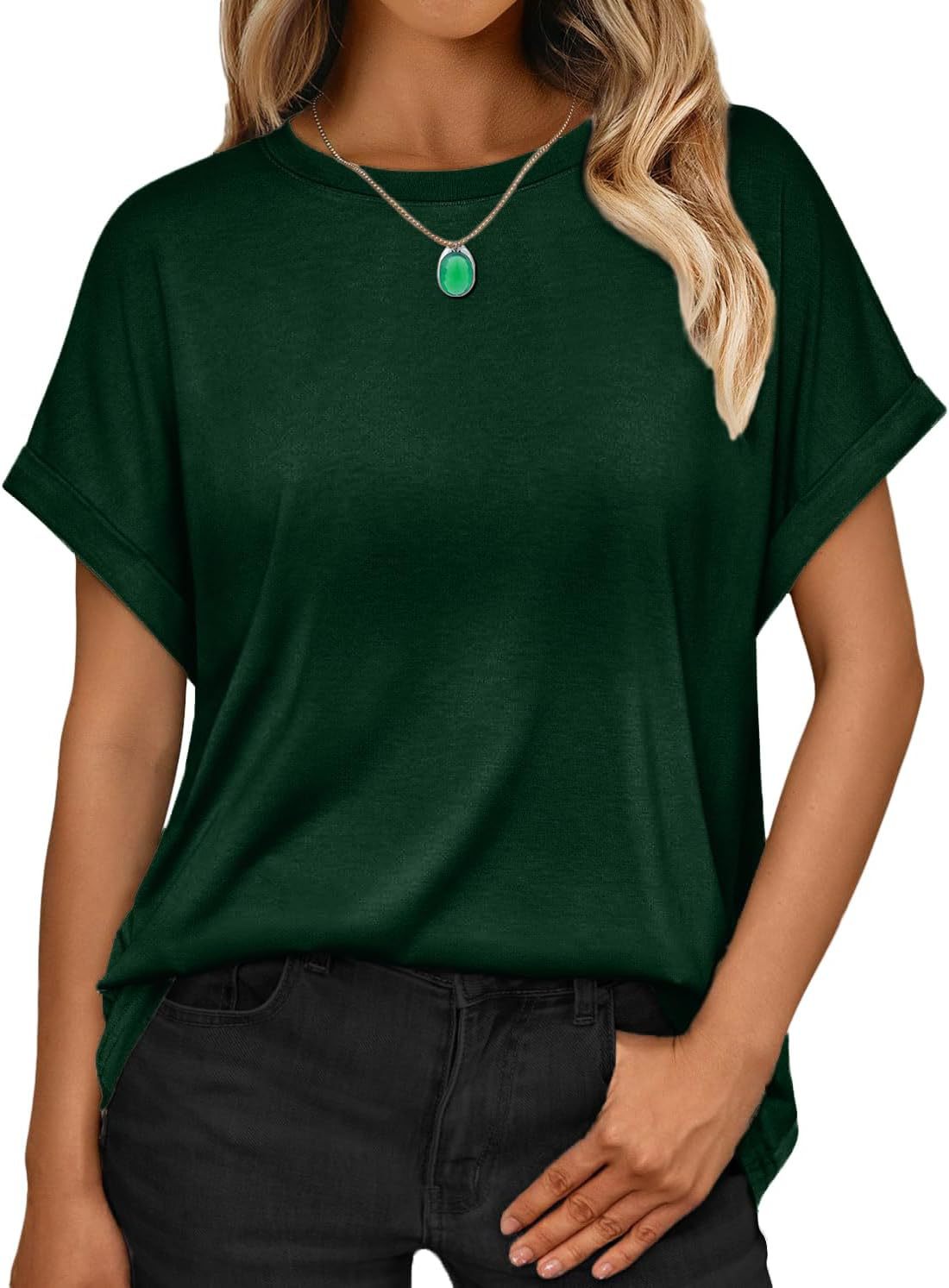 Women's T-shirt Round Neck Simple Solid Color Top