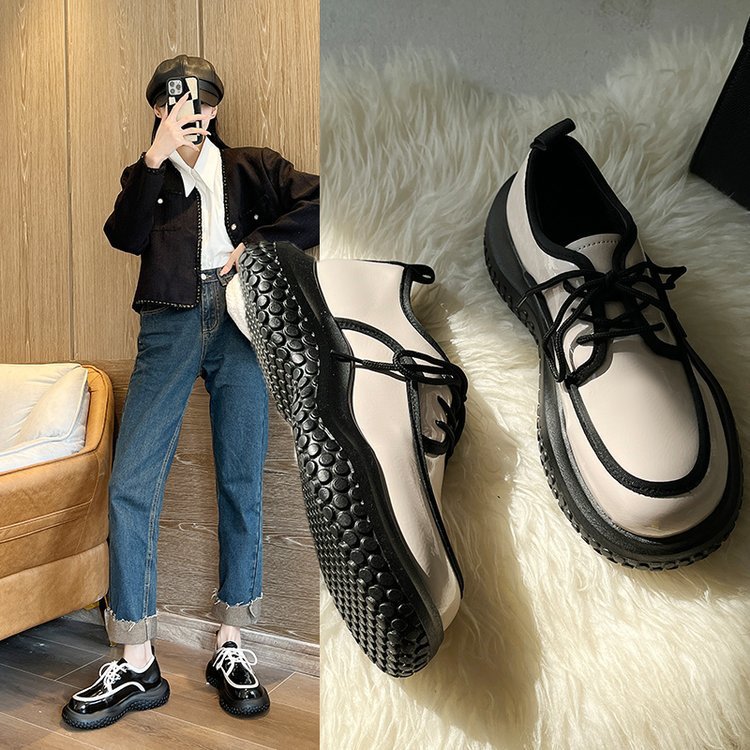 Women's Fleece All Match British Style Leather Shoes