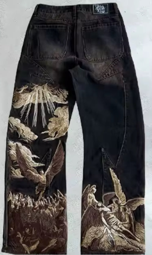 Plus Size Casual Pants Thin Denim Wide Leg 3D Amazon Hot Selling Women's Pants