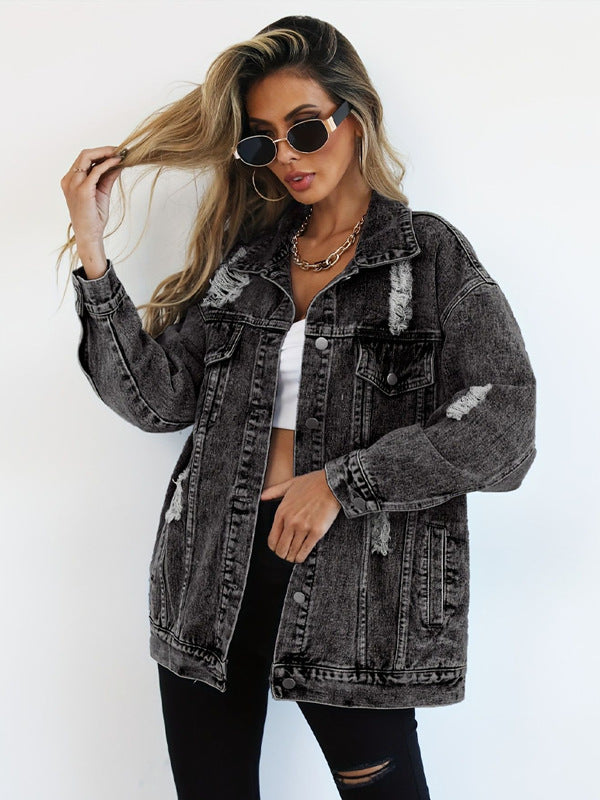 Super Nice Coat Women's Design Sense Niche Tooling Ripped Jacket