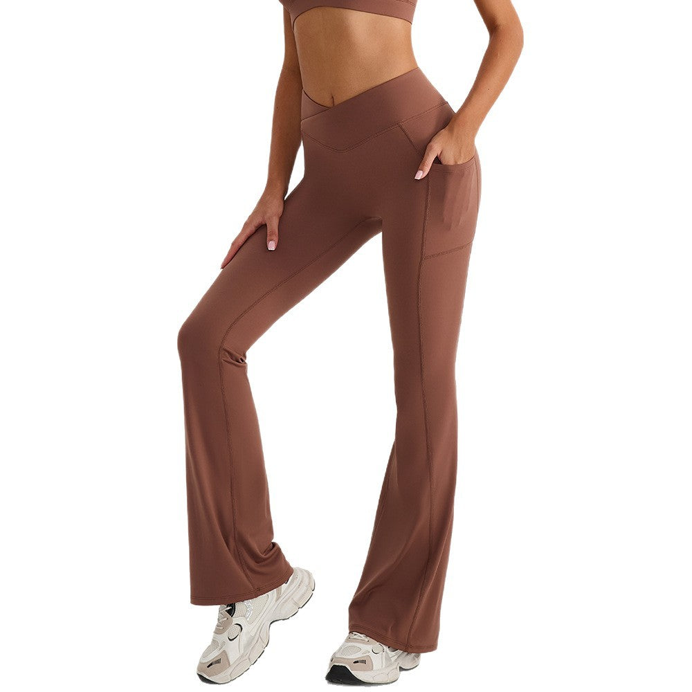 High-waisted Hip-lifting Yoga Pants With Wide Legs